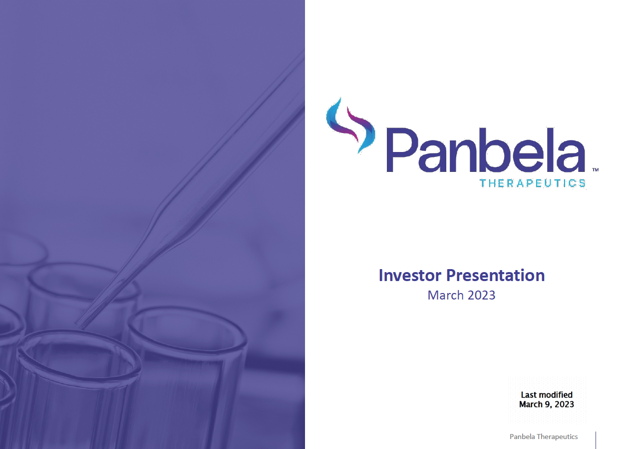 Panbela Investor Presentation March 2023